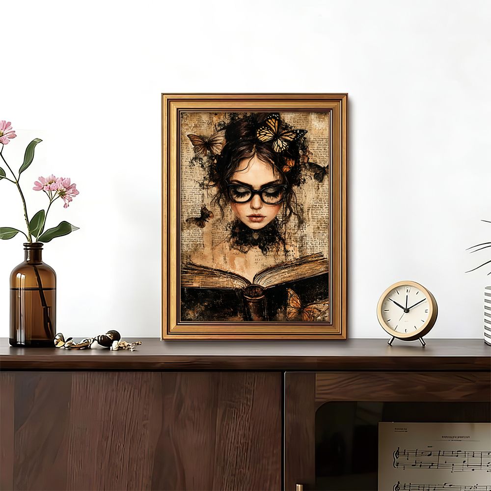 Art Print Framed - Dark Academia Retro Wall Decor, Gothic