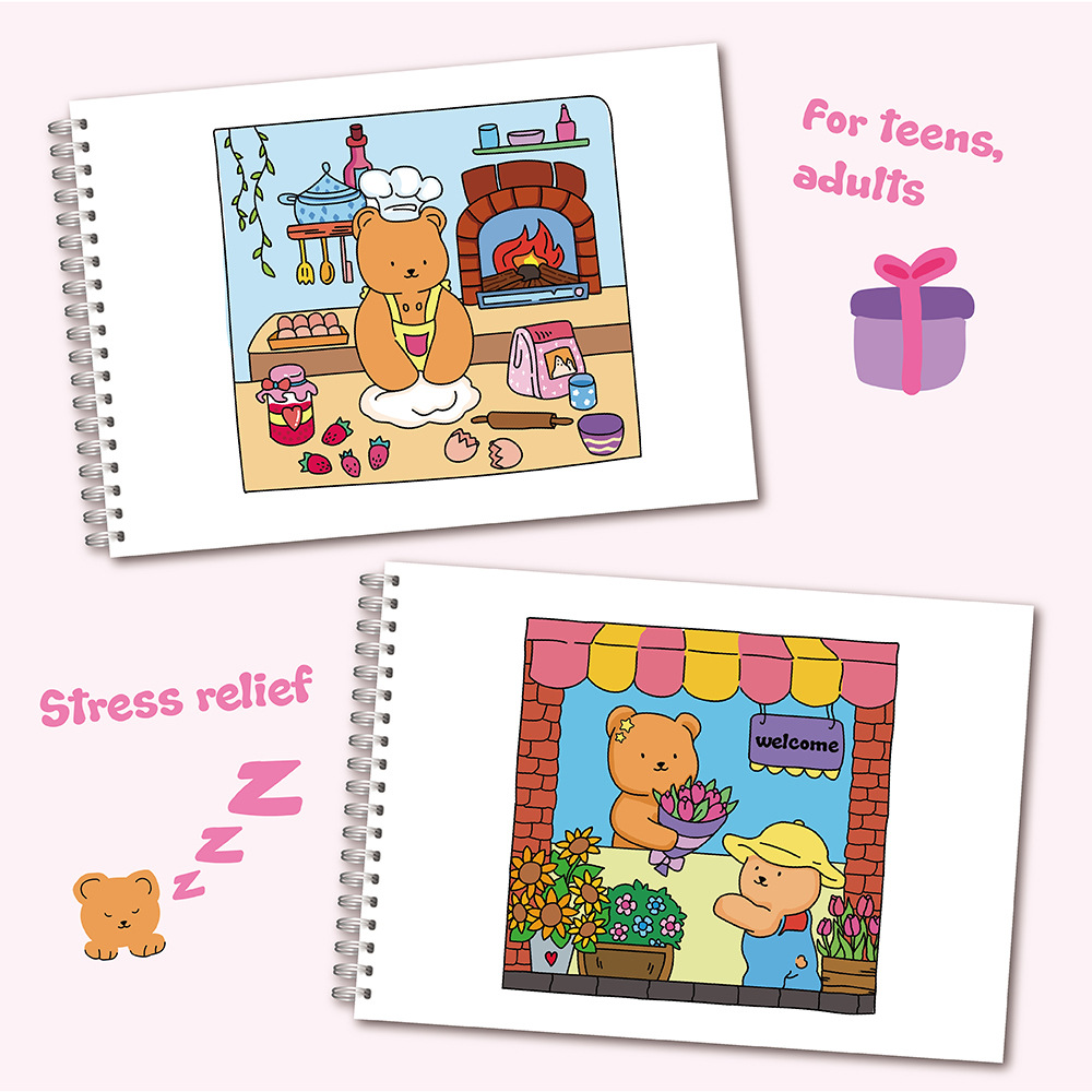 Adorable Bear Coloring Book Se - огляд і ціна Sticker Sheet Set