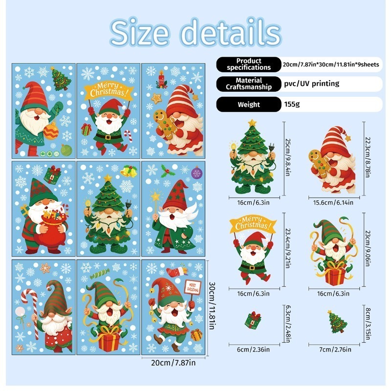9 sheets/set of Santa Claus el - огляд і ціна Sticker Sheet Set